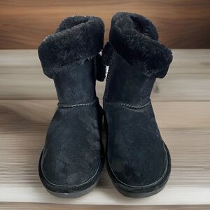 LAMO Suede & Faux Fur Shearling Black Ankle Boots Women's Size5 Brand NWOT